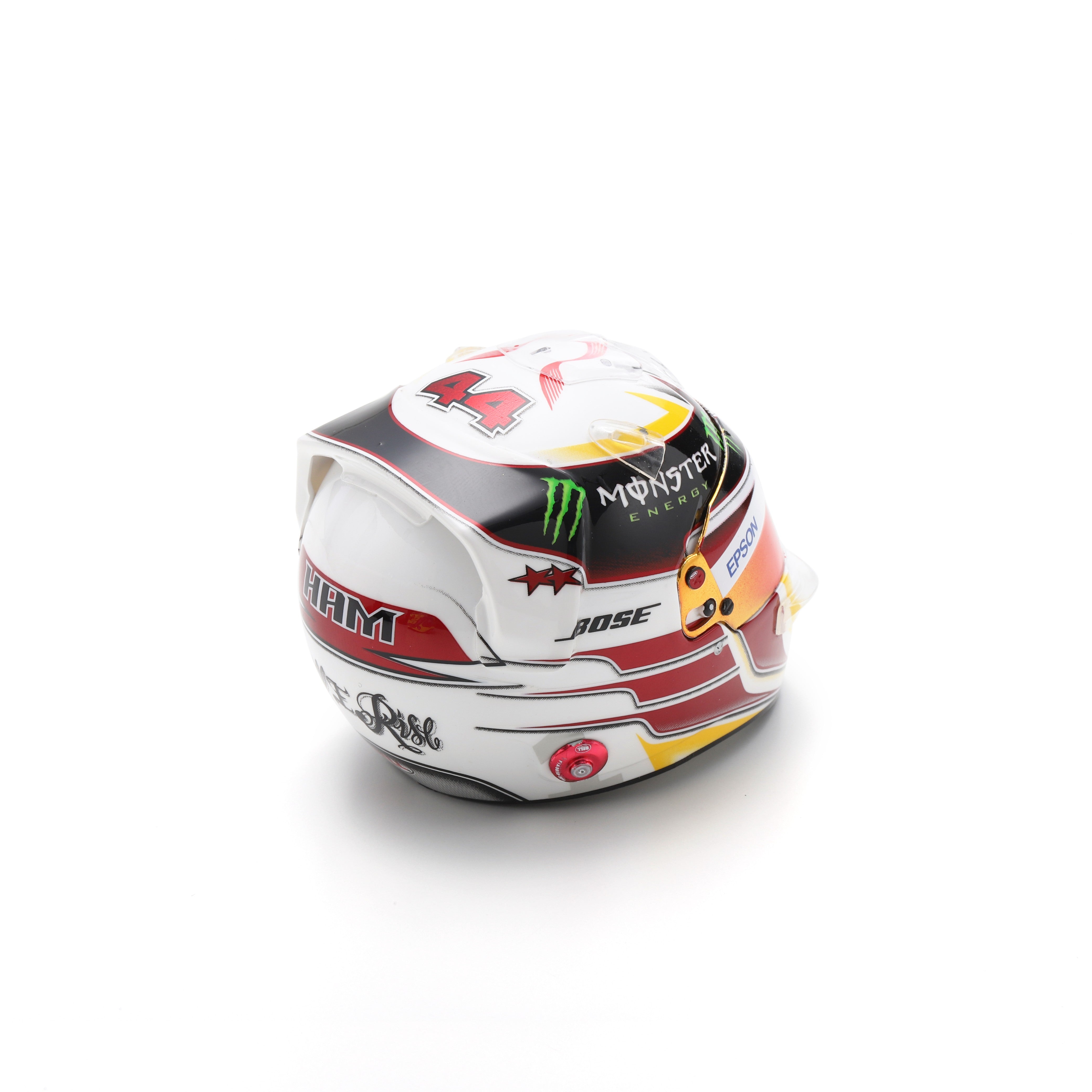 Spark Mercedes AMG Petronas F1 Lewis Hamilton USA GP 2015 World Champion Mini Helmet Unisex - White - 1:5 Scale
