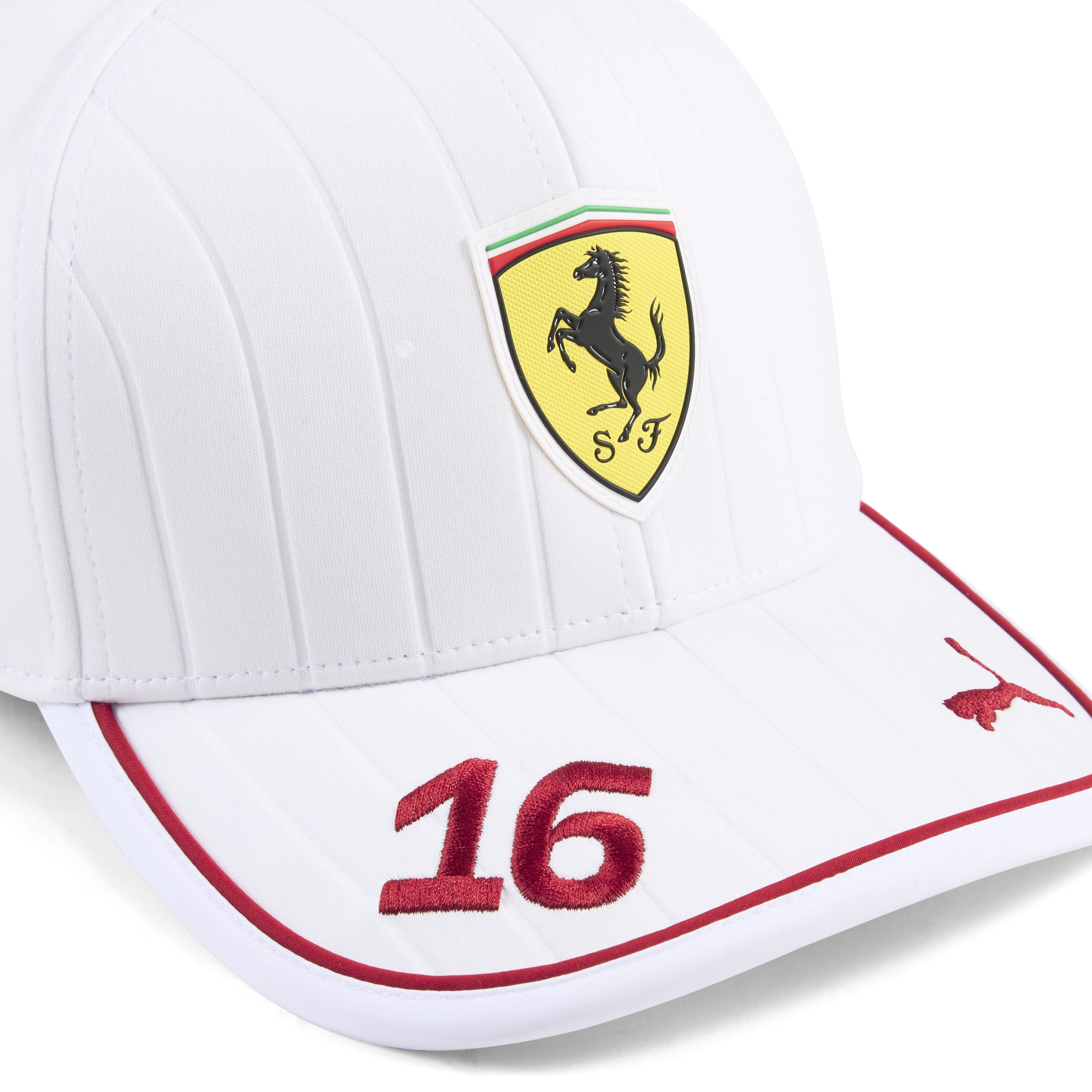 Scuderia Ferrari F1 Team 2025 Leclerc Low Curve Cap Adults - White