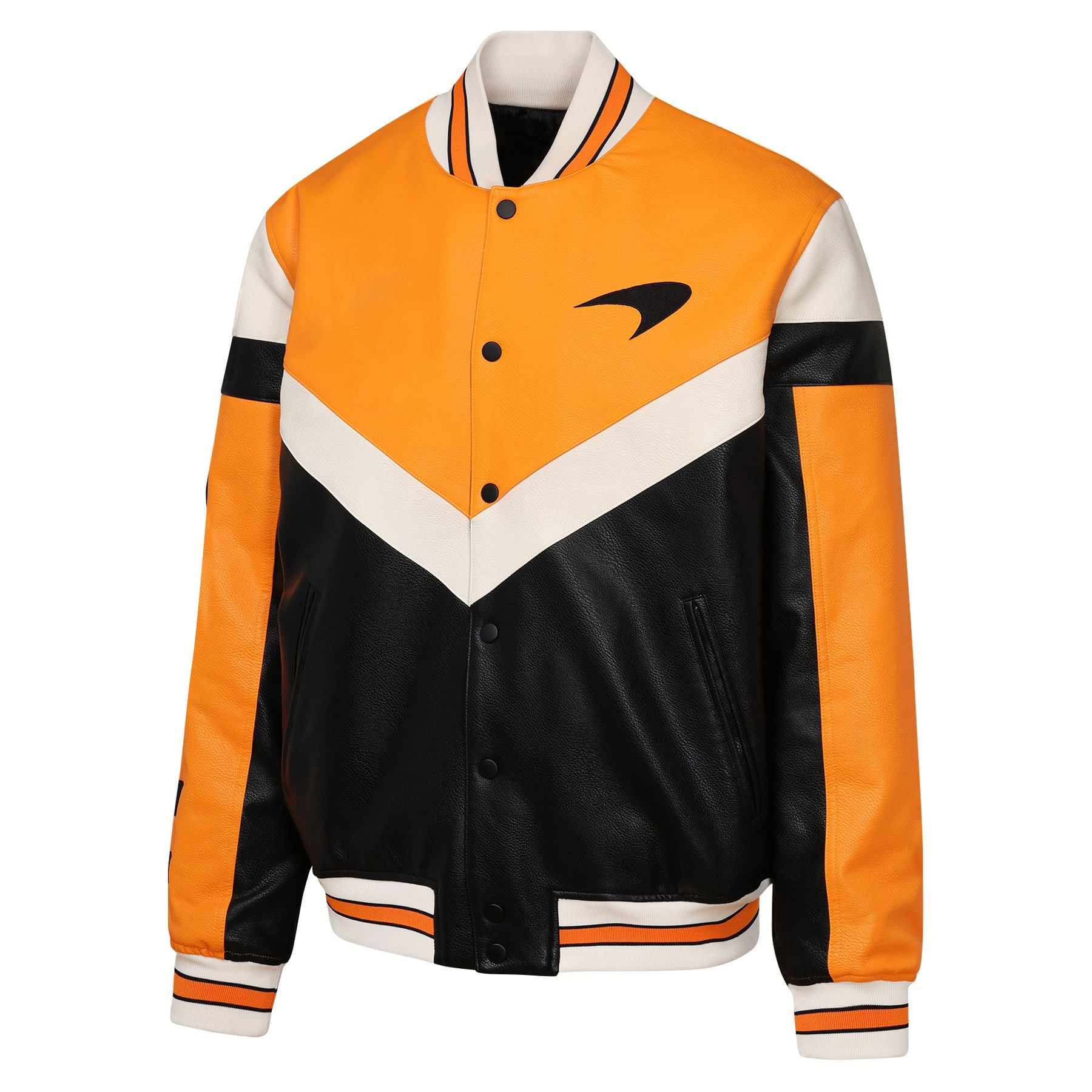 McLaren Racing F1 Turbo Charged Faux Leather Jacket Mens - Orange