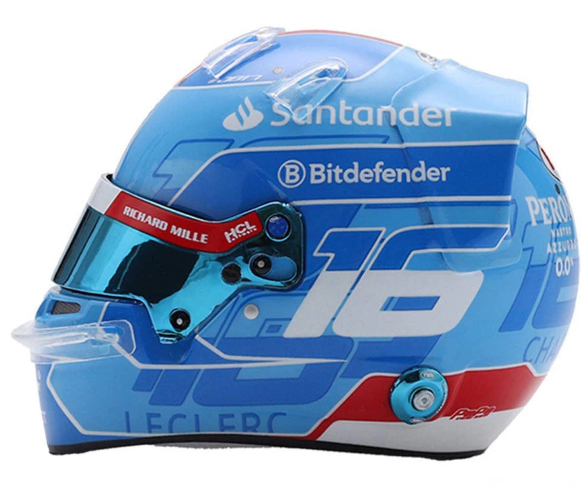 LookSmart Scuderia Ferrari F1 Charles Leclerc 2024 Miami GP Mini Helmet 1:5 Scale - Blue