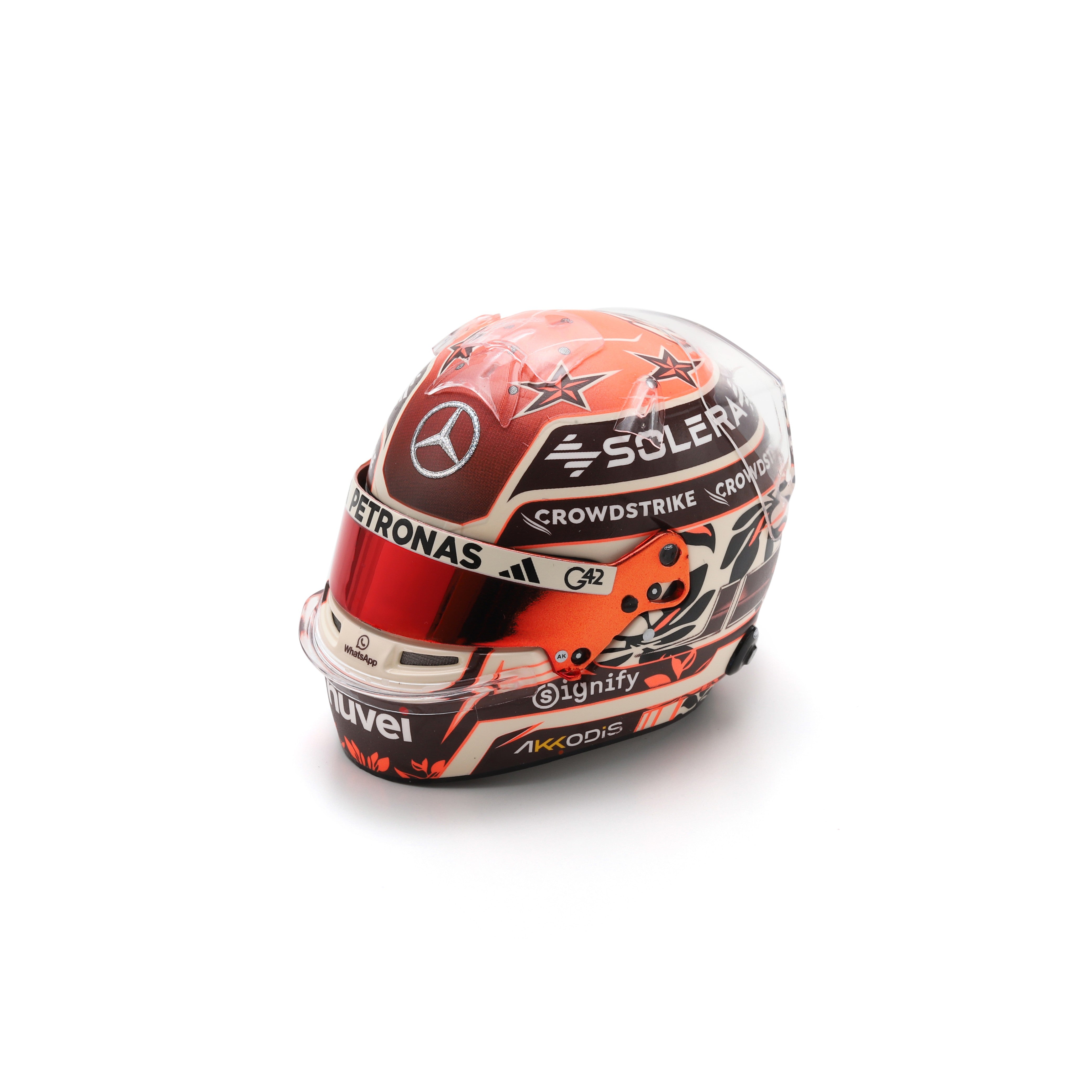 Spark Mercedes AMG Petronas F1 Team Kimi Antonelli 2025 Miami GP Mini Helmet Adults - Multicolour - 1:5 Scale