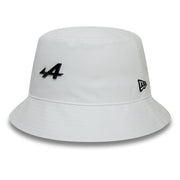 Alpine F1 Metal Badge Tapered Bucket Hat Adults - White