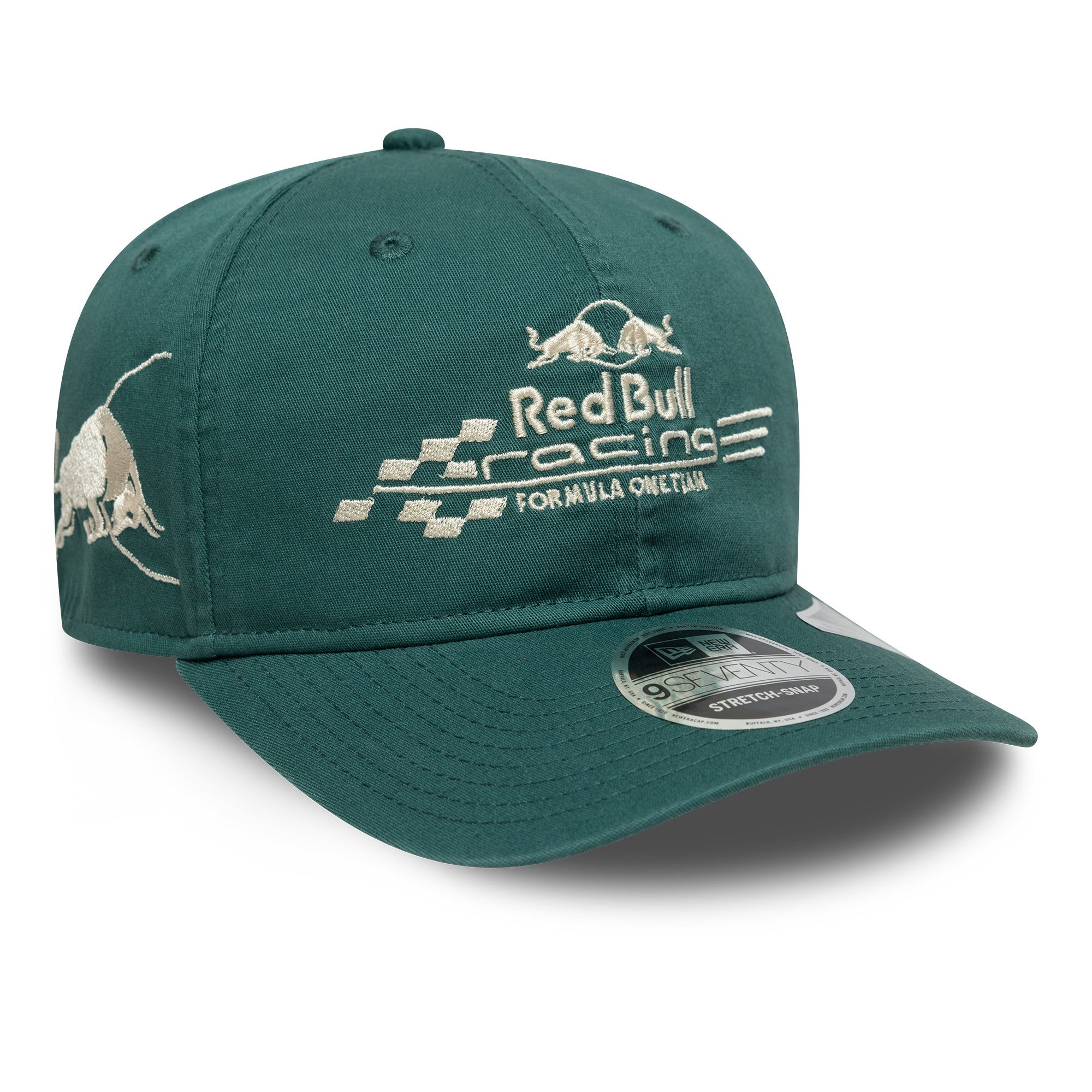 Red Bull Racing F1 Washed 9Seventy Cap Stretch Snap Adults - Dark Green
