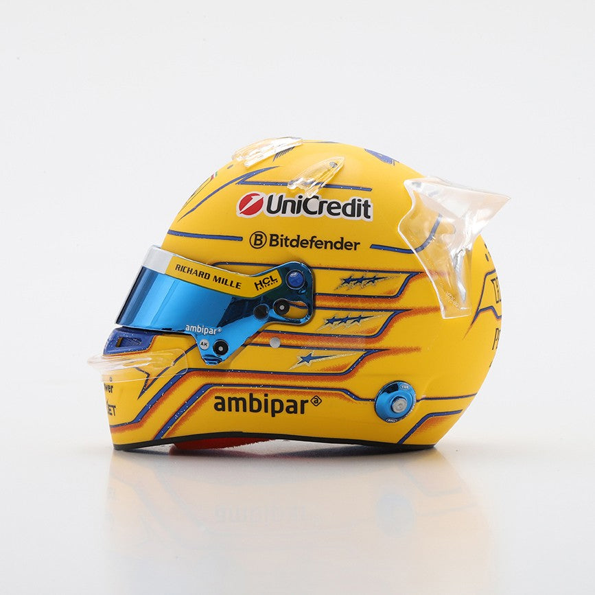 Looksmart Scuderia Ferrari F1 Team Lewis Hamilton 2025 Miami GP Mini Helmet Unisex - Yellow - 1:5 Scale
